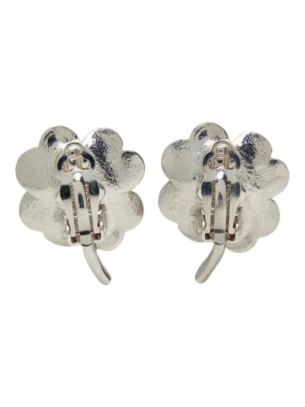 Chanel 04P CC Logo Clover Earrings Metal Rhinestone